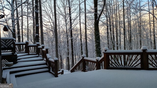 1289 Rainwater Trl, Tiger, GA 30576 - view of snow covered deck