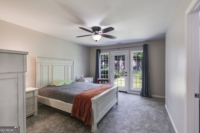 103 Depot St, Buchanan, GA 30113 - bedroom featuring access to outside, carpet, a ceiling fan, and baseboards