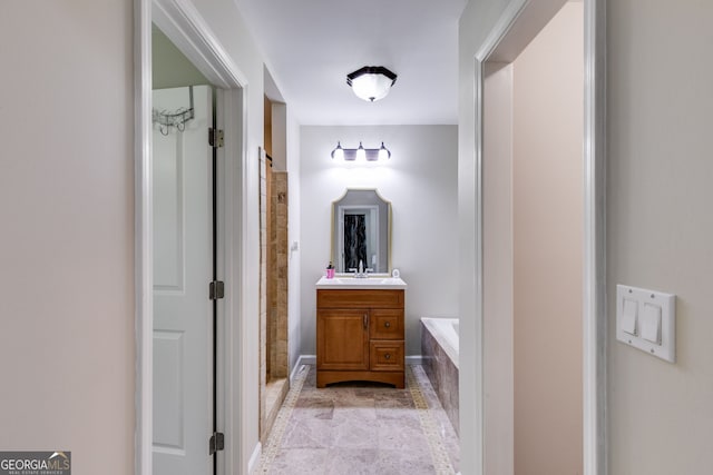 103 Depot St, Buchanan, GA 30113 - full bath with vanity, tiled shower, and a garden tub