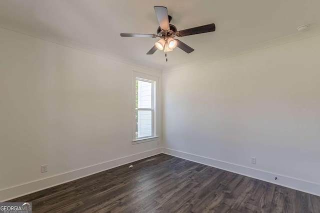 4075 O Henry Ct, Mcdonough, GA 30252 - empty room with dark wood-style floors, ceiling fan, and crown molding