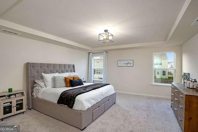 105 Paulowina Cir, Mcdonough, GA 30253 - bedroom featuring a tray ceiling, light carpet, and baseboards
