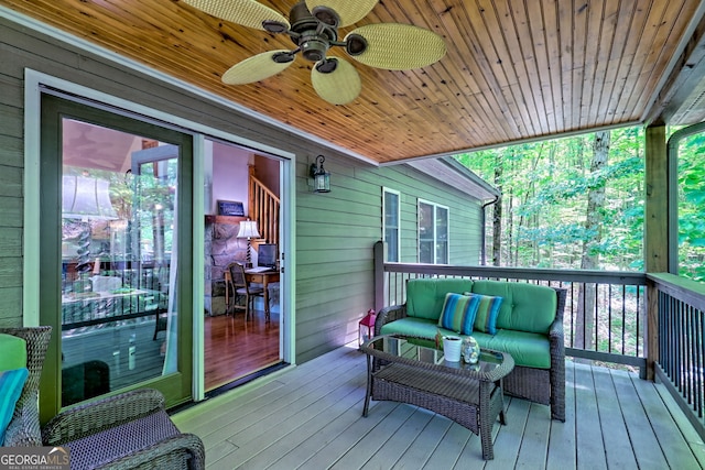 177 Whitetail Trl, Clayton, GA 30525 - wooden terrace with a ceiling fan and outdoor lounge area