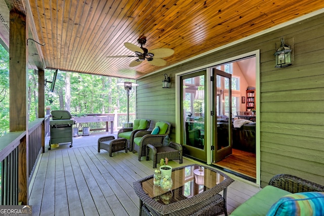177 Whitetail Trl, Clayton, GA 30525 - deck with grilling area and ceiling fan