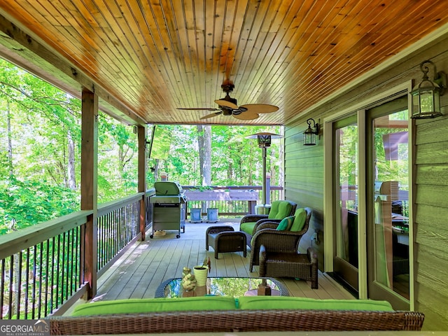 177 Whitetail Trl, Clayton, GA 30525 - deck featuring a ceiling fan and a grill