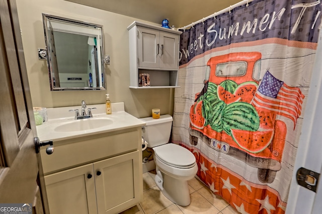 177 Whitetail Trl, Clayton, GA 30525 - full bath with toilet, tile patterned floors, vanity, and curtained shower