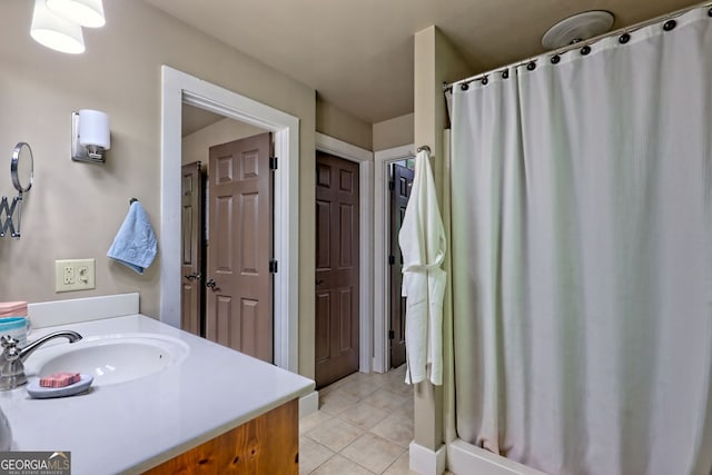 177 Whitetail Trl, Clayton, GA 30525 - full bathroom with vanity, tile patterned flooring, and curtained shower