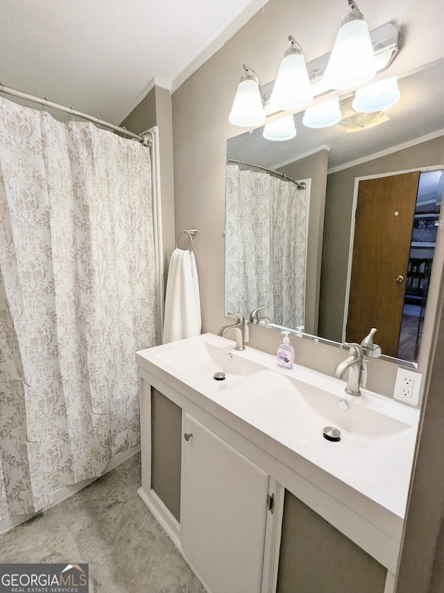 1096 Tesnatee Gap Valley Rd, Cleveland, GA 30528 - full bathroom featuring ornamental molding and double vanity
