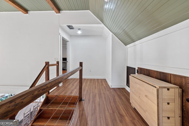 7170 Church St, Bartow, GA 30413 - hall with an upstairs landing, wood finished floors, and baseboards