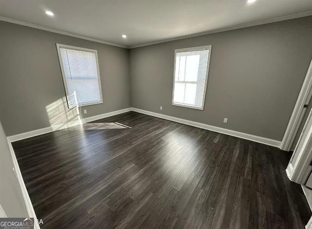 5711 Sterling Pl, Macon, GA 31206 - unfurnished room with dark wood finished floors, ornamental molding, baseboards, and recessed lighting