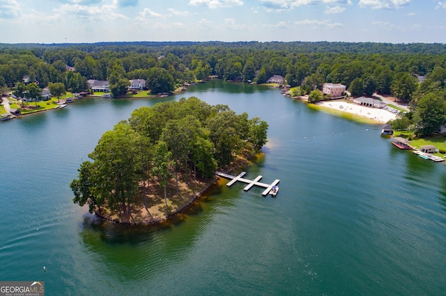 2279 Lakeview Pkwy, Villa Rica, GA 30180 - drone / aerial view of a heavily wooded area and a nearby body of water