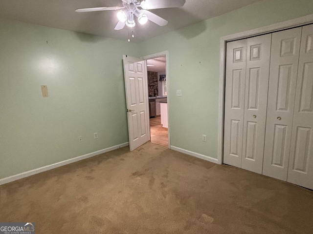 161 Cedar Cove Dr, Buckhead, GA 30625 - unfurnished bedroom with light carpet, baseboards, a closet, and ceiling fan