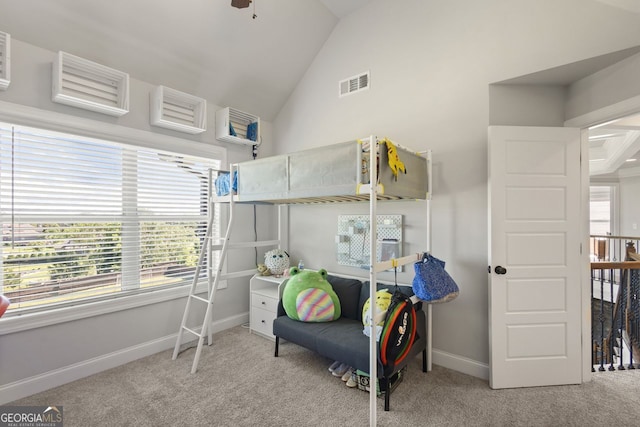 1858 Switchgrass Dr, Statham, GA 30666 - carpeted bedroom featuring vaulted ceiling and baseboards