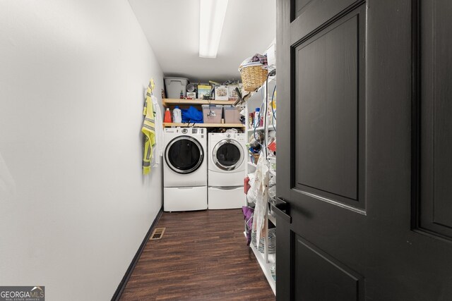 231 Doug Allison Hts, Cleveland, GA 30528 - laundry area with separate washer and dryer and dark wood-style flooring
