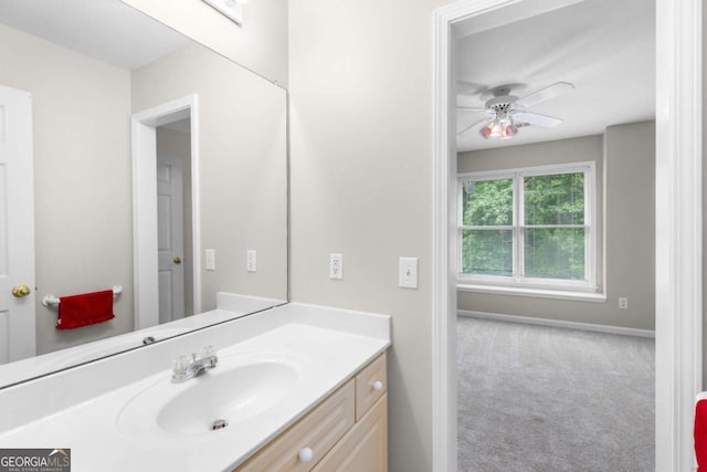 85 Arabian Ave, Alpharetta, GA 30004 - bathroom with vanity, ceiling fan, and baseboards