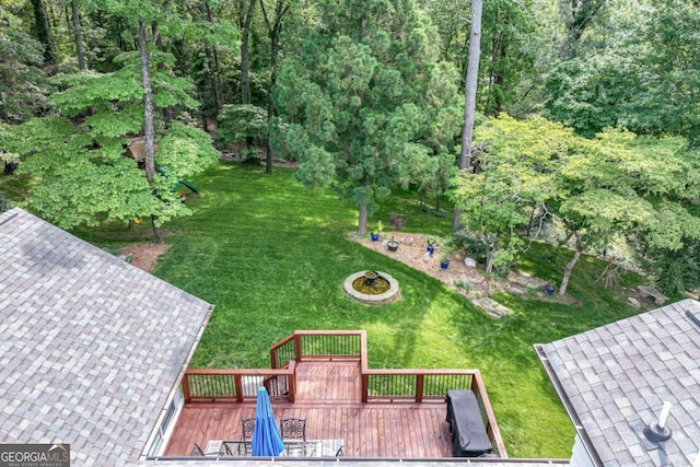 1685 Valley Rd NE, Gainesville, GA 30501 - view of green lawn featuring a wooden deck