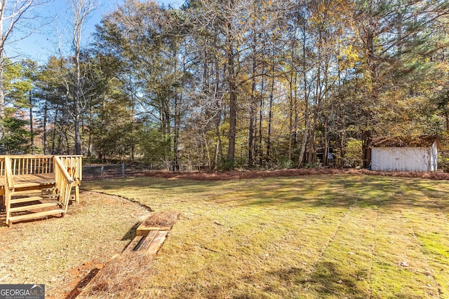75 Antioch Rd, Mcdonough, GA 30252 - view of green lawn featuring a deck