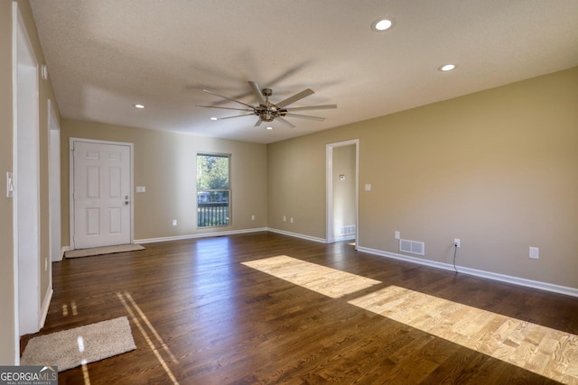 1226 Hull Rd, Athens, GA 30601 - unfurnished room with ceiling fan, recessed lighting, and dark wood-type flooring