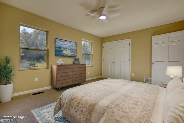 1226 Hull Rd, Athens, GA 30601 - bedroom with carpet floors, a closet, and ceiling fan