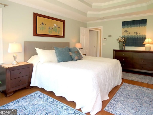 21 Devin Ln, Euharlee, GA 30145 - bedroom featuring crown molding, wood finished floors, and a tray ceiling