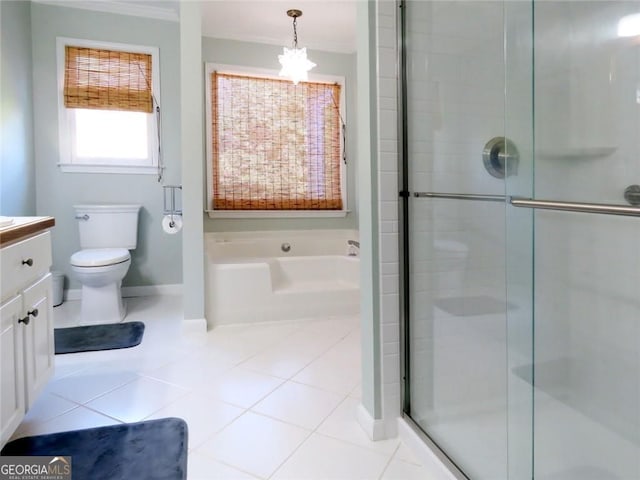 21 Devin Ln, Euharlee, GA 30145 - bathroom with vanity, a bath, a shower stall, and tile patterned flooring