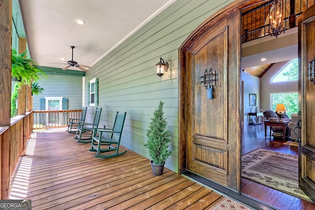 421 Hickory Nut Mountain Rd, Tallulah Falls, GA 30573 - porch featuring ceiling fan
