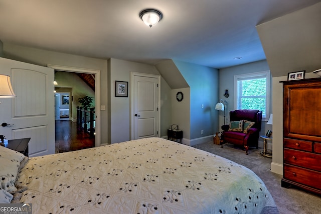 421 Hickory Nut Mountain Rd, Tallulah Falls, GA 30573 - bedroom with baseboards and dark colored carpet