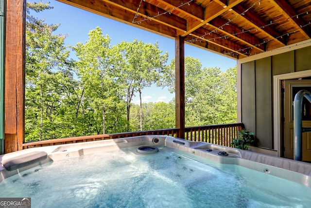 421 Hickory Nut Mountain Rd, Tallulah Falls, GA 30573 - view of patio / terrace featuring a hot tub
