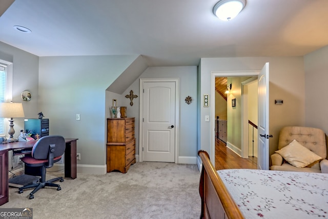 421 Hickory Nut Mountain Rd, Tallulah Falls, GA 30573 - bedroom with a desk and light colored carpet