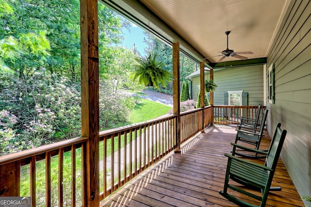 421 Hickory Nut Mountain Rd, Tallulah Falls, GA 30573 - deck with ceiling fan
