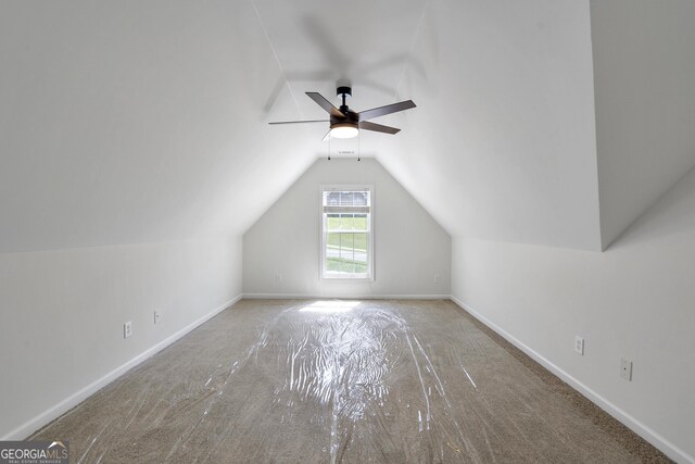 5523 River Valley Way, Flowery Branch, GA 30542 - additional living space featuring vaulted ceiling, ceiling fan, and baseboards