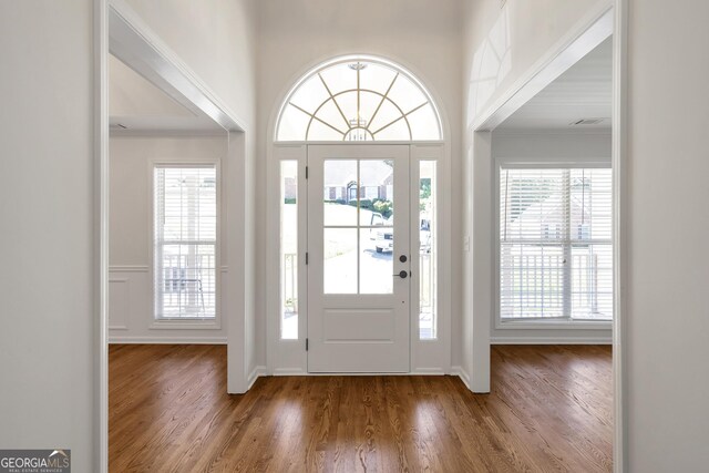5523 River Valley Way, Flowery Branch, GA 30542 - foyer with dark wood-style flooring