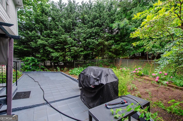 2120 Shaffer Rd, Cumming, GA 30041 - fenced backyard with a patio area and grilling area