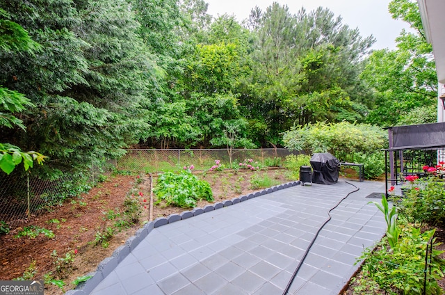 2120 Shaffer Rd, Cumming, GA 30041 - fenced backyard with a patio and grilling area