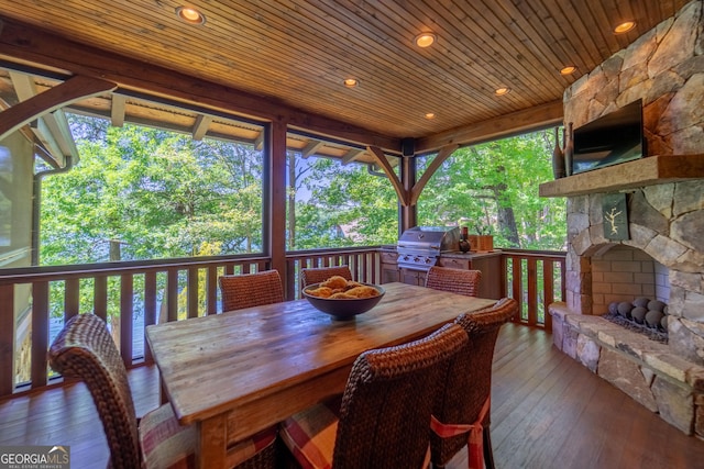 4334 Murray Cove Rd, Tiger, GA 30576 - wooden terrace with outdoor dining space