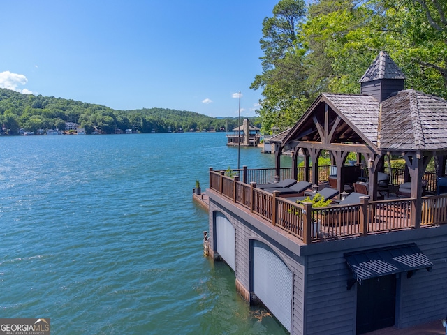 4334 Murray Cove Rd, Tiger, GA 30576 - dock area with a water view, a gazebo, and a forest view