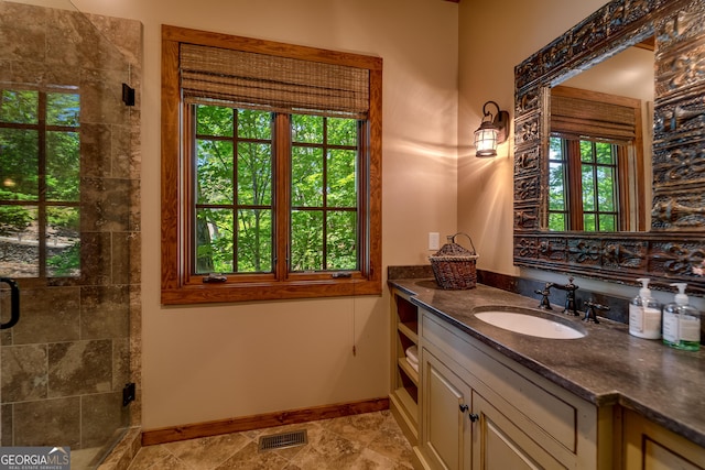 4334 Murray Cove Rd, Tiger, GA 30576 - full bath featuring vanity, baseboards, and a stall shower