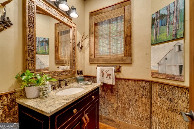 4334 Murray Cove Rd, Tiger, GA 30576 - bathroom featuring wainscoting and vanity
