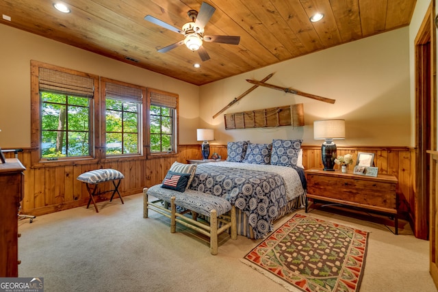 4334 Murray Cove Rd, Tiger, GA 30576 - carpeted bedroom featuring wainscoting, recessed lighting, and ceiling fan