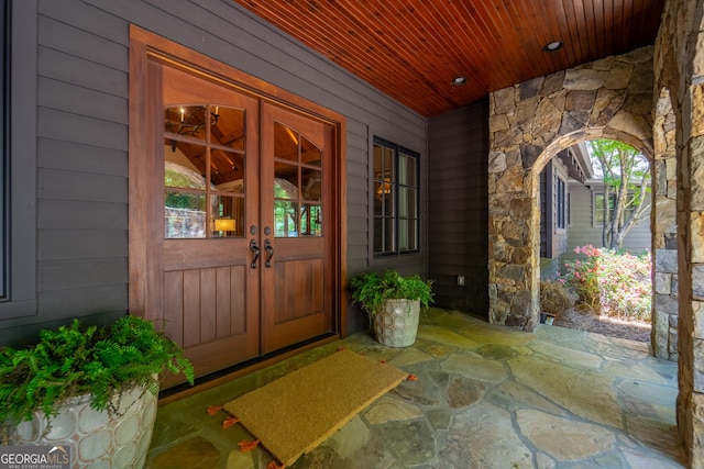 4334 Murray Cove Rd, Tiger, GA 30576 - view of exterior entry with french doors and stone siding