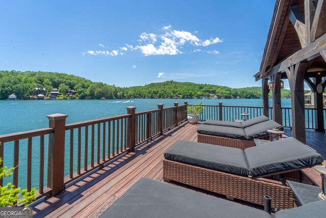 4334 Murray Cove Rd, Tiger, GA 30576 - dock area featuring a deck with water view and a view of trees