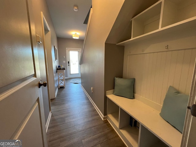 3615 Hawthorne Ter, Atlanta, GA 30337 - mudroom with dark wood-type flooring and baseboards