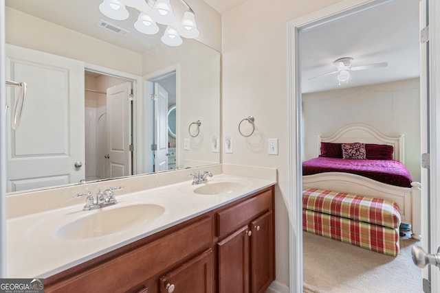 3476 Bridge Walk Dr, Lawrenceville, GA 30044 - ensuite bathroom featuring double vanity and ceiling fan