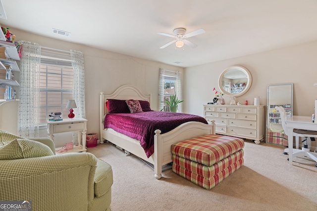3476 Bridge Walk Dr, Lawrenceville, GA 30044 - carpeted bedroom with a ceiling fan