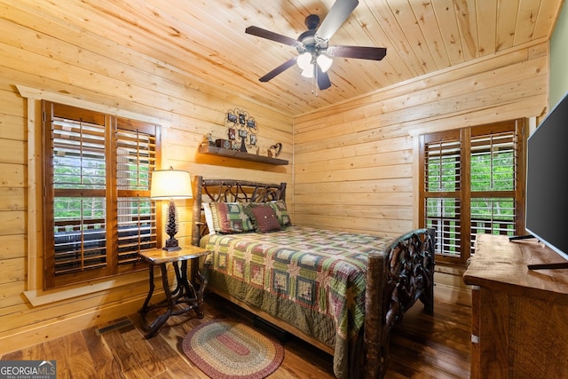 294 Turkey Trl, Jasper, GA 30143 - bedroom featuring wooden walls, hardwood / wood-style floors, and wood ceiling