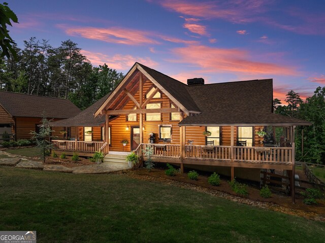 294 Turkey Trl, Jasper, GA 30143 - rear view of property with a yard, roof with shingles, and a wooden deck