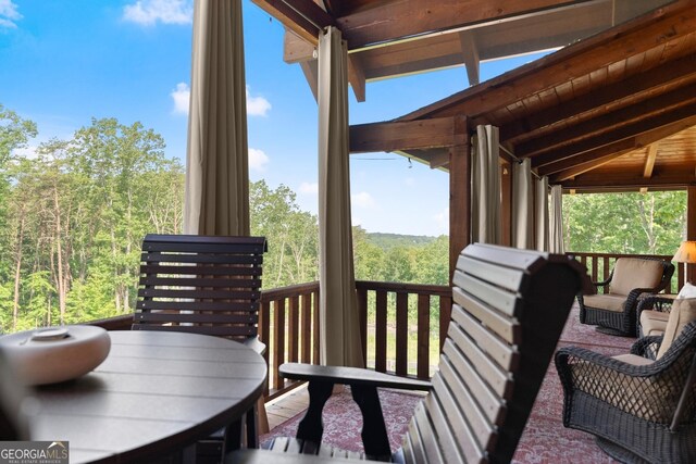 294 Turkey Trl, Jasper, GA 30143 - wooden terrace featuring a wooded view