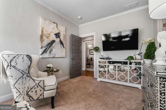 2603 Apple Valley Rd NE, Atlanta, GA 30319 - sitting room featuring ornamental molding and carpet floors