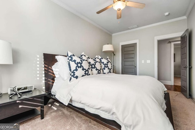 2603 Apple Valley Rd NE, Atlanta, GA 30319 - carpeted bedroom featuring ornamental molding and a ceiling fan