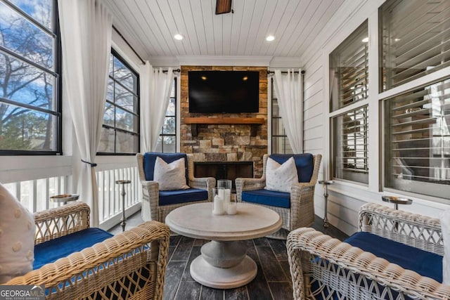 2603 Apple Valley Rd NE, Atlanta, GA 30319 - sunroom / solarium with a stone fireplace