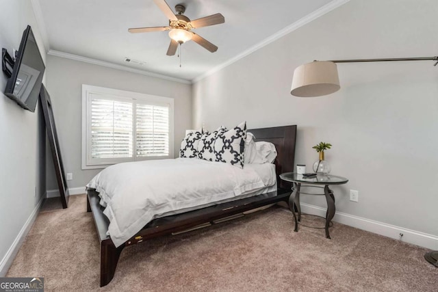 2603 Apple Valley Rd NE, Atlanta, GA 30319 - carpeted bedroom with ornamental molding and a ceiling fan
